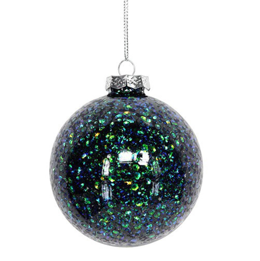 Hanging Glass Ball, Peacock Glitter Inside SOLD OUT image 0